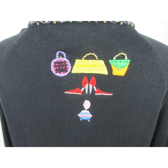 Berer2 M Fun Sweater Beads Sequins Embroider Takako Sakon Zip Long Sleeve Women - Picture 6 of 11